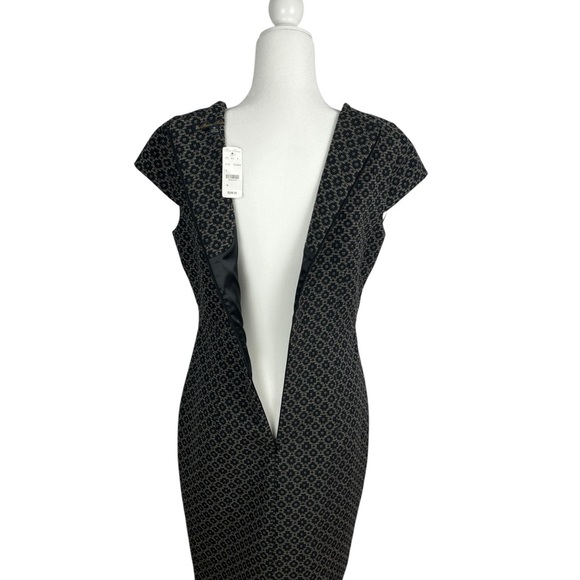 NWT BROOKS BROTHERS Women's Navy Blue Geometric Pattern Sheath Midi Dress 10 - Picture 7 of 13